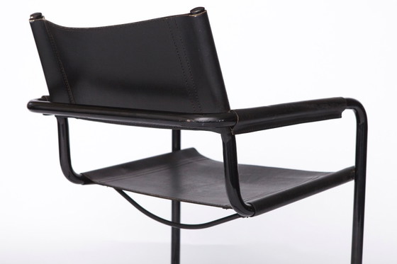 Image 1 of Mid-Century Bauhaus Cantilever Chair – Black Leather, Attributed to Mart Stam, 1980s Vintage Modern Design, Metal Frame