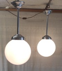 Lámpara colgante de globo opalino estilo Bauhaus XL - mediados del siglo XX