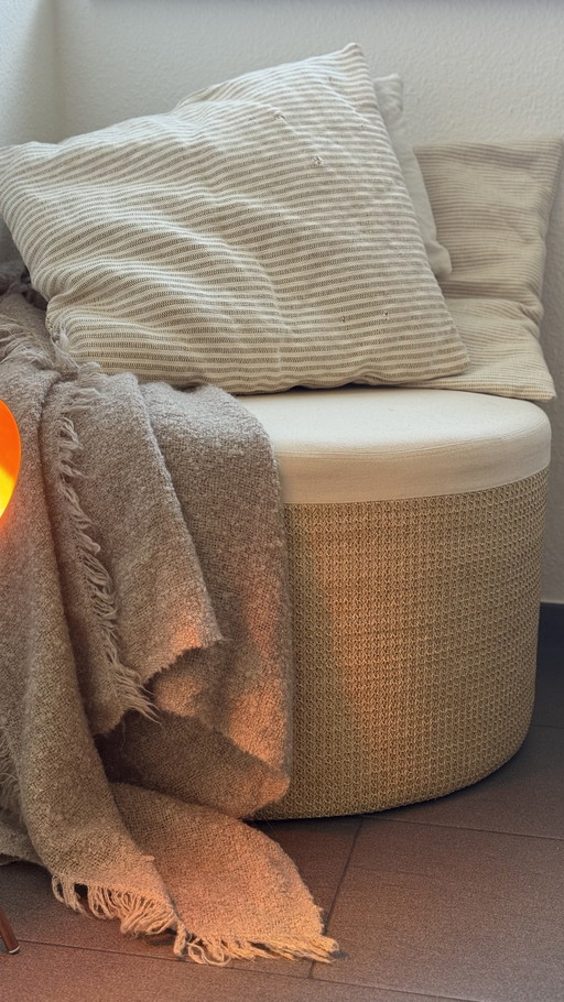 Westwing Rotan Kruk - Zitting, Voetenbank, Bijzettafel