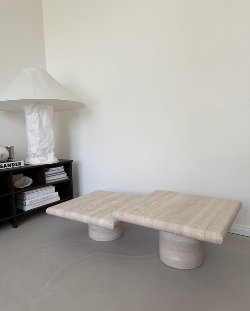 Vintage Travertine Coffee Table Set