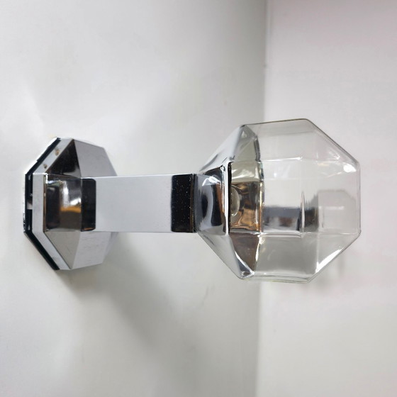 Image 1 of Conjunto de apliques de pared Motoko Ishii Staff, cristal facetado, diseño cromado.