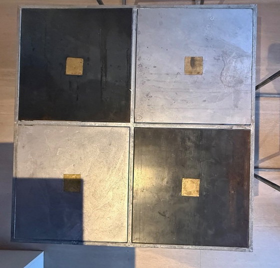 Image 1 of Juego de 3 mesas de centro únicas de diseño industrial del artista