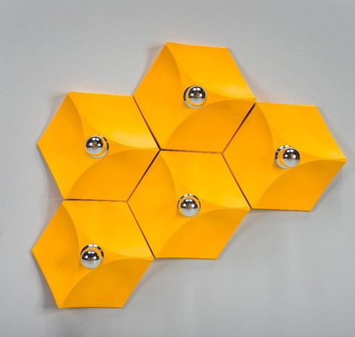  Vintage German Hexagon Wall Lamp from Hoffmeister-Leuchten, 1970s
