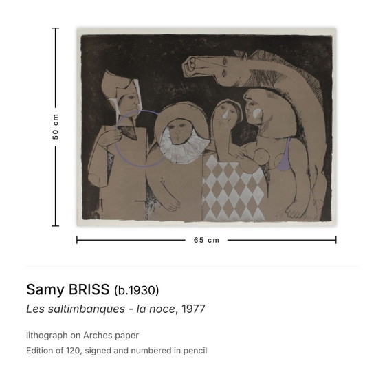 Image 1 of Samy BRISS Les saltimbanques - la noce Signed lithograph 1977