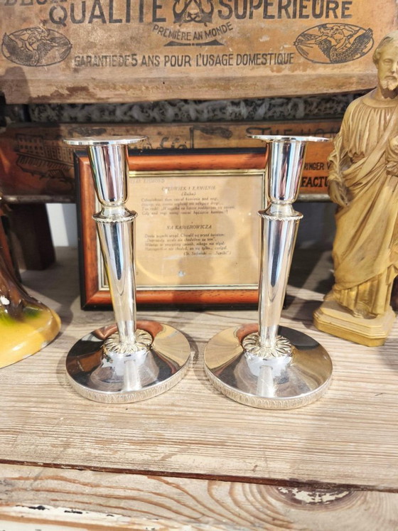 Image 1 of Silver Candlesticks, Pair.