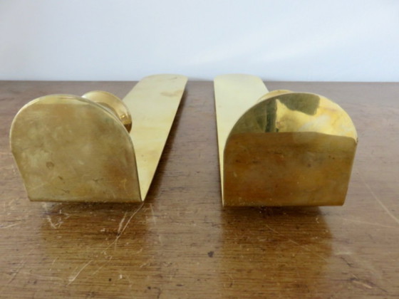 Image 1 of Paar Kerzenhalter aus massivem Messing, Dänemark, 70er Jahre