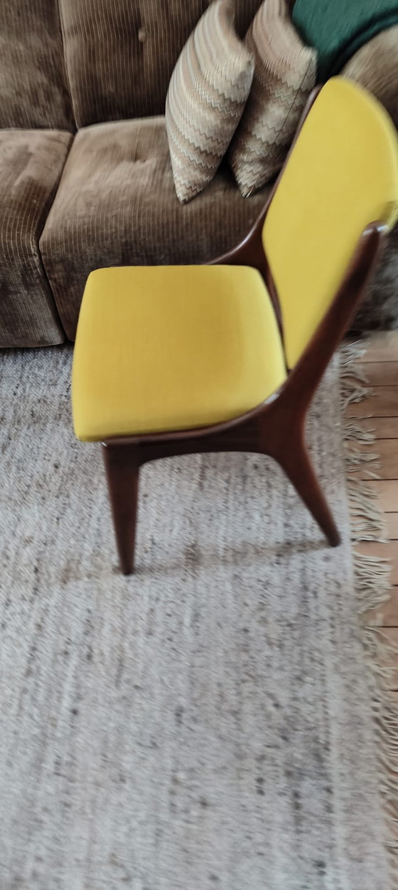 4 Vintage Cocktailstoelen, Jaren 60, Scandinavische Stijl – Eetkamerstoelen, Textile, Wood (photo 4 of 5)