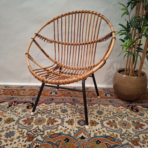 Vintage Kuipstoeltje Kindermodel – stoelen fauteuils, Metal, Rattan (photo 2 of 10)