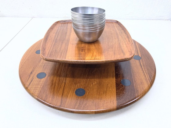 Image 1 of Double-decker turntable made of teak and stainless steel from Digsmed 60s Danish Design