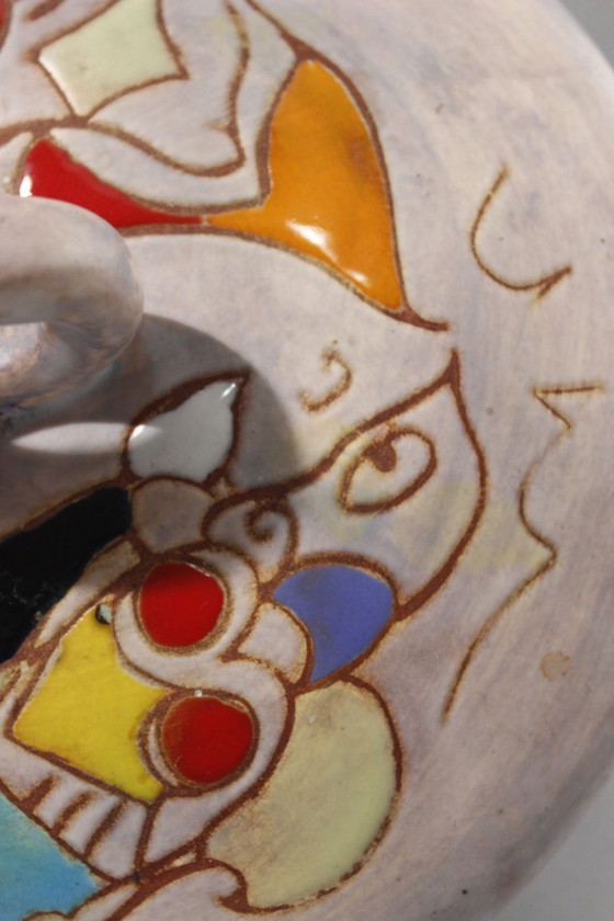 Image 1 of Marie Christine Treinen a Cerenne Vallauris - Grande vaso treppiede coperto, anni '50