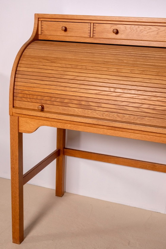 Image 1 of Andreas Hansen Rolltop-Schreibtischsekretär aus Eiche, Dänemark, 1970er Jahre