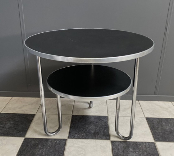 Runder 2-stufiger Mauser Werke Bauhaus Couchtisch – Couchtische, Metal, Chrome (photo 5 of 13)