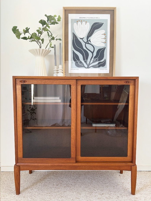 Bramin teak glazed highboard, 60's