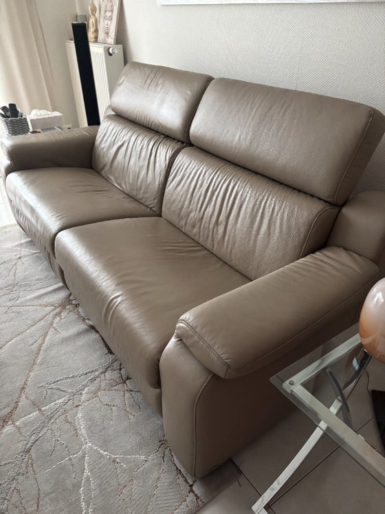 Himolla Genuine Leather Sofa, Electrically Adjustable, Taupe (photo 3 of 8)