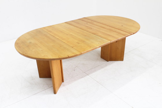 Image 1 of Vintage Danish round extendable dining table solid wood table