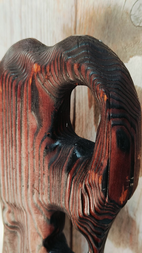 Image 1 of Brutalist vintage hand gesneden Zwarte woud spiegel