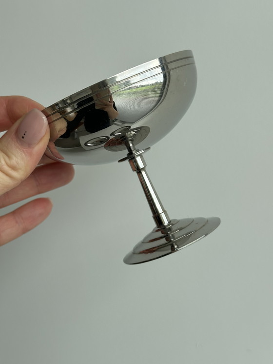 Image 1 of 6 vintage Letang & Remy inox stalen rvs champagne ijs coupes voetglazen 