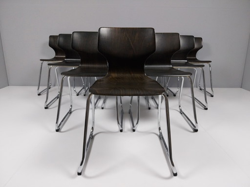 10 x Vintage Vanerum Pagholz Stoelen, Jaren 60 - 70