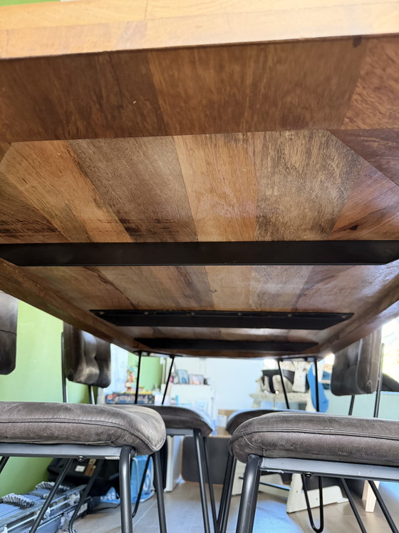 Image 1 of Mango wood dining table 180x90 cm - industrial - 5 cm thick top