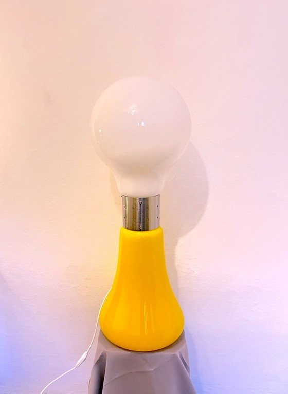 Image 1 of "Birillo" Murano lamp, geel en wit, Italië