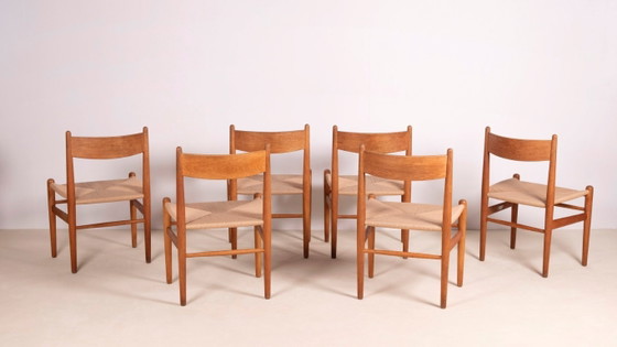 Image 1 of 6 chaises de salle à manger Hans J. Wegner CH36 en chêne, Danemark des années 1970