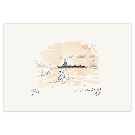 Image 1 of André HAMBOURG Revue navale Signierte Lithographie 1985