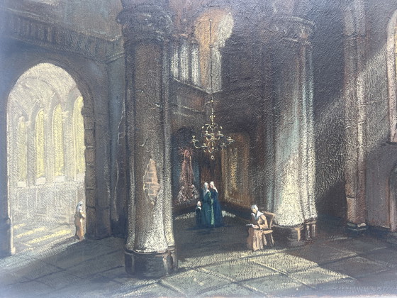 Image 1 of Painting (2): Church in Liège - Adri Visser (1887-1969)