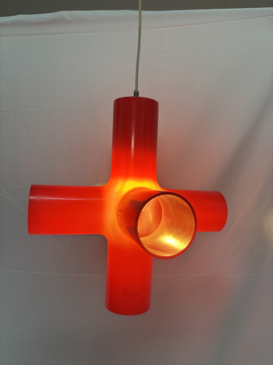 Image 1 of Vintage red Crosslight pendant lamp, design 1990