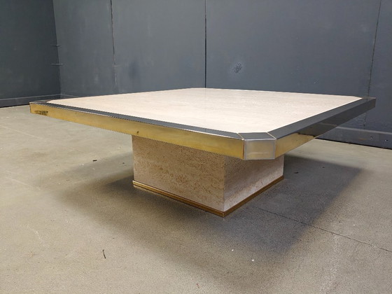 Image 1 of Tavolino vintage in travertino e oro 23kt Belgochrom, anni '70