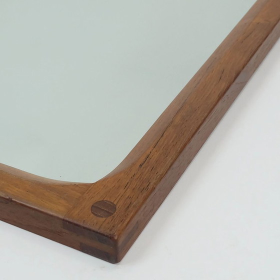 Image 1 of large rectangular danish modern WALL MIRROR aksel kjersgaard odder furniture denmark solid teak frame 1970s