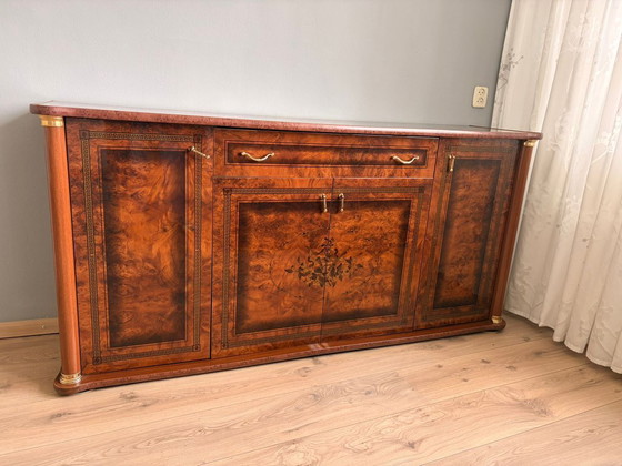 Image 1 of Classic Italian Sideboard | High-Gloss Burr Wood | 176cm