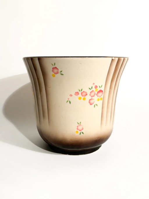 1940er Airbrush Keramik Cachepot Vase von Galvani Pordenone