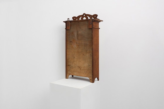 Image 1 of Art Deco Rasier- oder Medizinwandschrank aus Holz mit Spiegel, Belgien 1930er Jahre