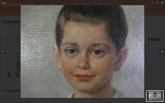 Peinture à l'huile d'un garçon en costume bleu, Peintures et dessins, Toile, Bois, Klassiek (photo 3 sur 15)