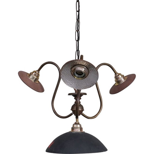Vintage Engelse kwikglazen hanglamp, jaren 1930