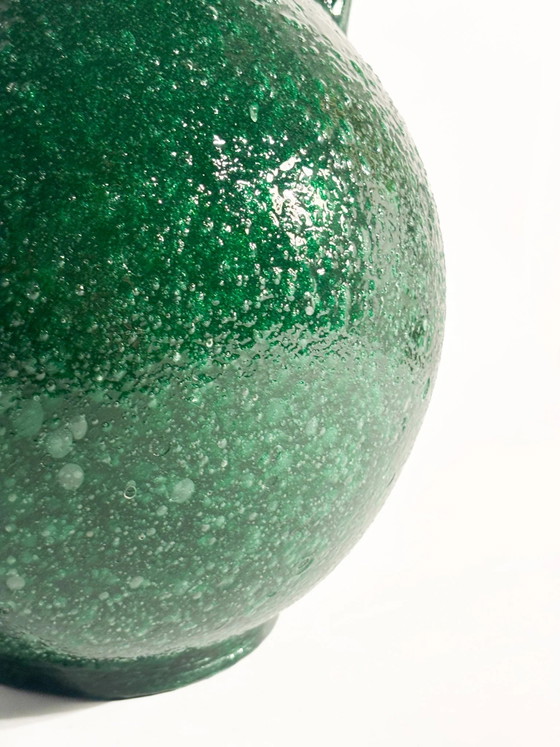 Green Murano Glass Vase with Pulegoso Technique, 1970s (photo 7 of 12)