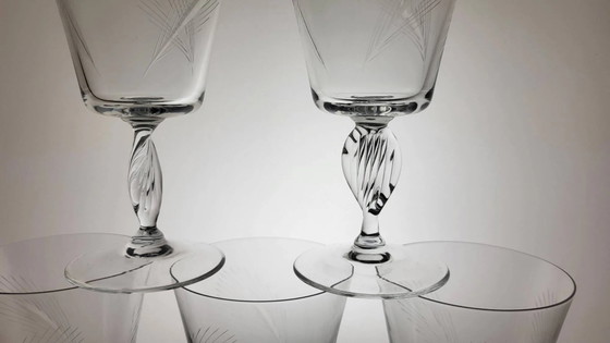 6 bicchieri di cristallo acqua/vino anni '60 (grano) – Bicchieri e caraffe, Crystal, Glass, Vintage (photo 4 of 6)
