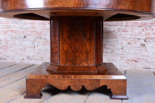 Restored Art Deco Dinig Set, Caucasian Walnut, Thuja, Polished, England, 1920s – eetkamerset, Textile, Wood (photo 2 of 19)