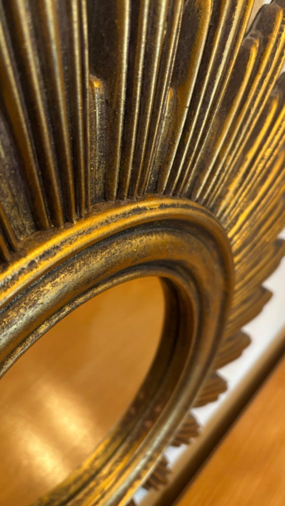 Image 1 of Mid-century zonnespiegel hout 