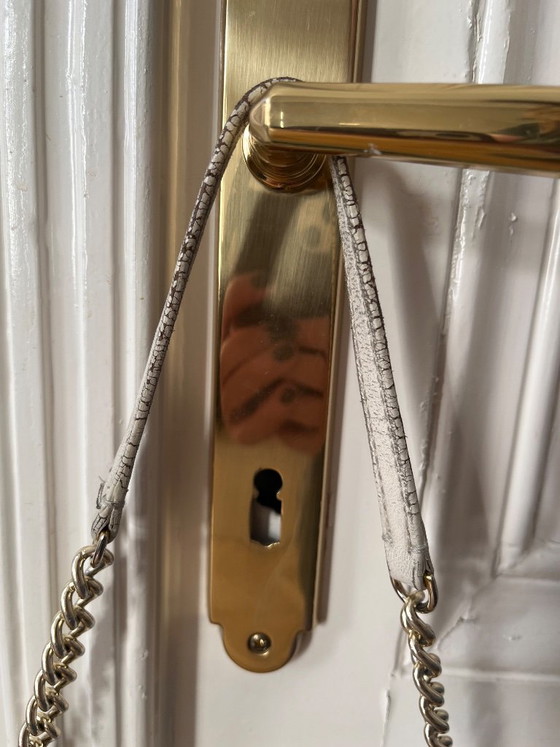Moschino schoudertas, turquoise met goudkleurige hardware, Schoudertassen, Leer, Metaal (foto 3 van 5)
