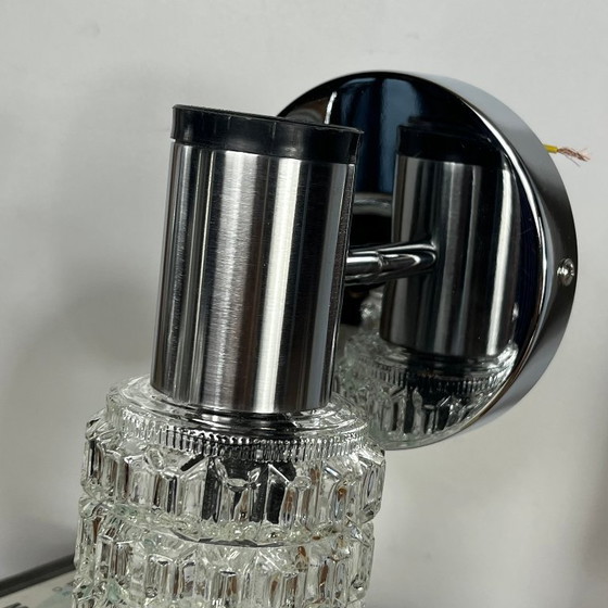 Pair of seventies stainless steel and glass globe Wall lights, Metal, Silver (photo 3 of 9)