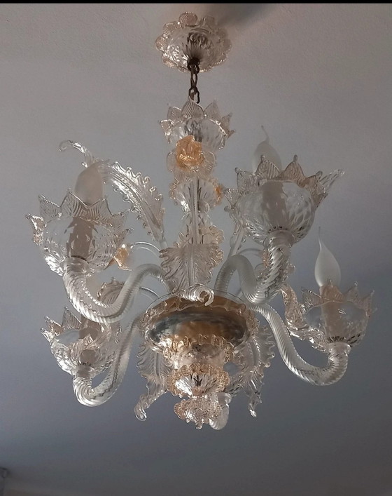 Image 1 of Lustre Murano des années 70 et 2 abat-jour