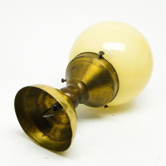 Lámpara de techo Art Déco de Huta Zawiercie, Polonia, años 30 – Plafones, Glass, Brass (photo 10 of 16)