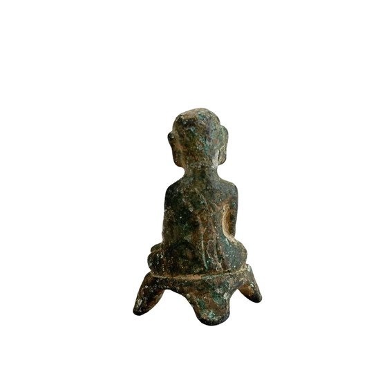 Statuetta votiva antica in bronzo del Buddha – Thailandia, tradizione Ayutthaya, XVIII-XIX secolo – Sculture (photo 4 of 9)