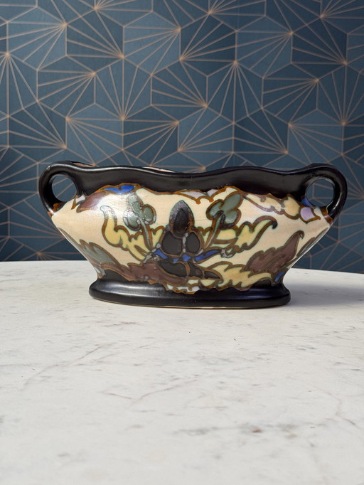  Art Deco Hand-Painted Jardinière by C.M. Bergen, Belgium (c. 1920s–1930s) 
