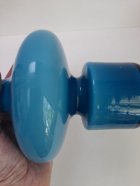 Image 1 of Blauwe opaline vaas Holmegaard Carnaby serie