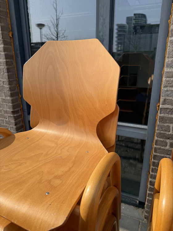 Lot of 24x vintage plywood stacking chairs ‘80s – Dining chairs (photo 5 of 11)