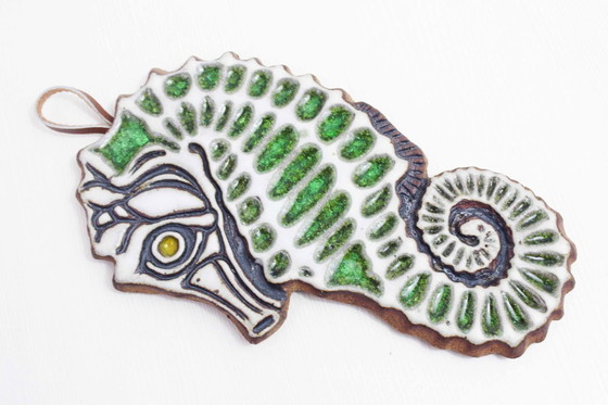 Image 1 of Glazed terracotta seahorse by Victoria Littlejohn 1970