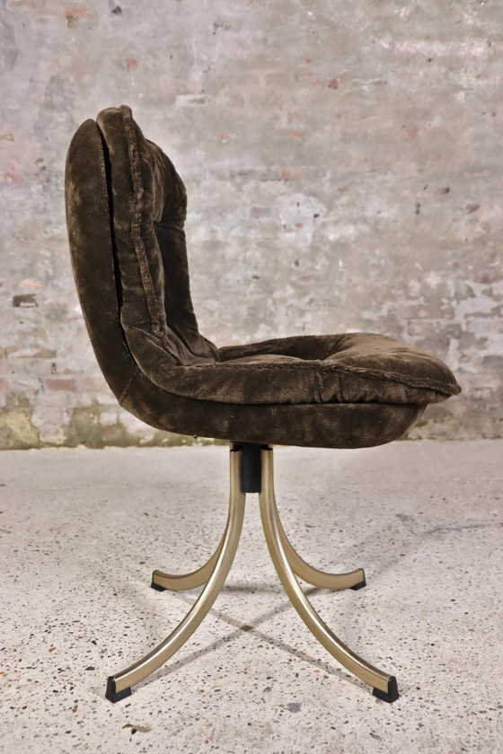 Image 1 of 2 fluwelen draaistoelen van Gastone Rinaldi voor Rima