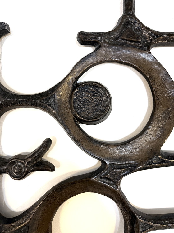 Image 1 of Vintage XL Brutalistisch wandsculptuur ‘70